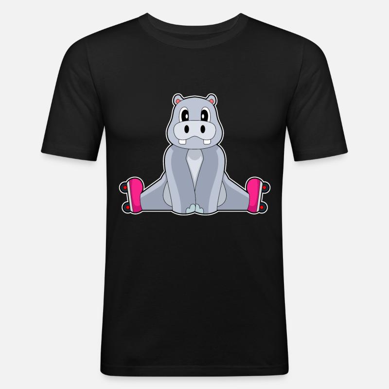 Nilpferd Inline skating Rollschuhe - Männer Slim Fit T-Shirt - Schwarz