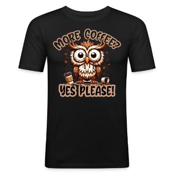 More Coffee? Yes Please! - Men's Slim Fit T-Shirt - black - Front - Nik (191cm)