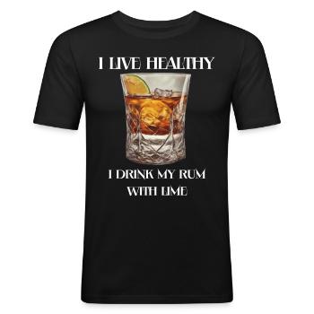 Healthy Rum - Männer Slim Fit T-Shirt - Schwarz - Vorne - Nik (191cm)