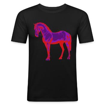 Horse neon - Men's Slim Fit T-Shirt - black - Front - Nik (191cm)