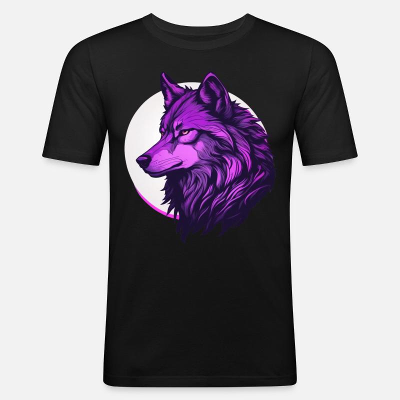 Neon Wolf - Männer Slim Fit T-Shirt - Schwarz