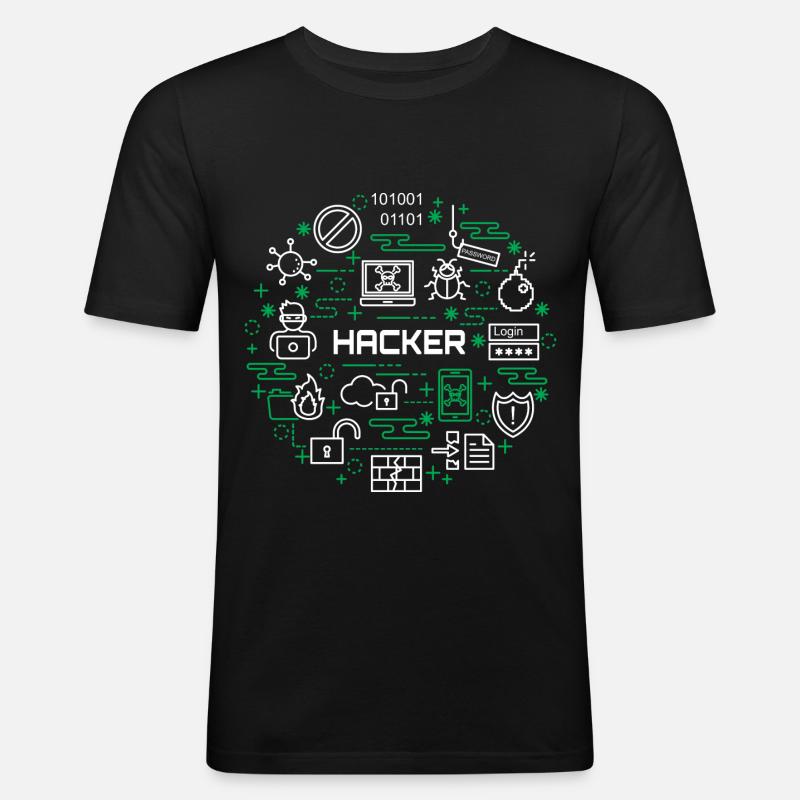 Hacker - Männer Slim Fit T-Shirt - Schwarz