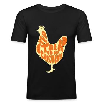 I talk to my chickens t-shirts Loves chickens farm - Men's Slim Fit T-Shirt - black - Front - Nik (191cm)
