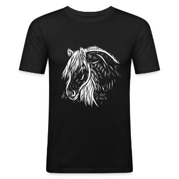 Horse - Men's Slim Fit T-Shirt - black - Front - Nik (191cm)