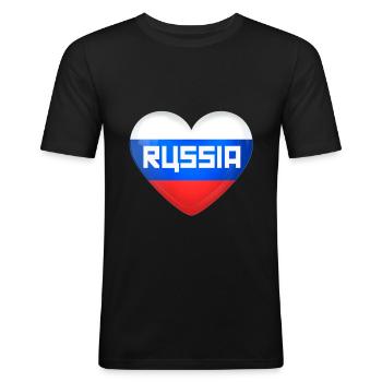 Russie Heart Flag Country Idée cadeau - T-shirt près du corps Homme - noir - Devant - Nik (191cm)