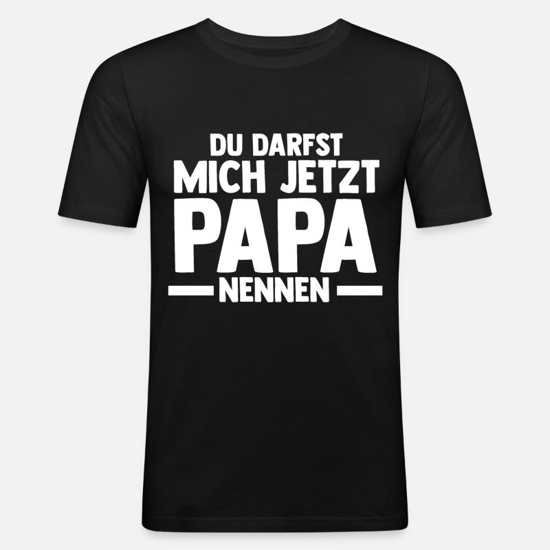 Vater Papi Papa - Männer Slim Fit T-Shirt - Schwarz
