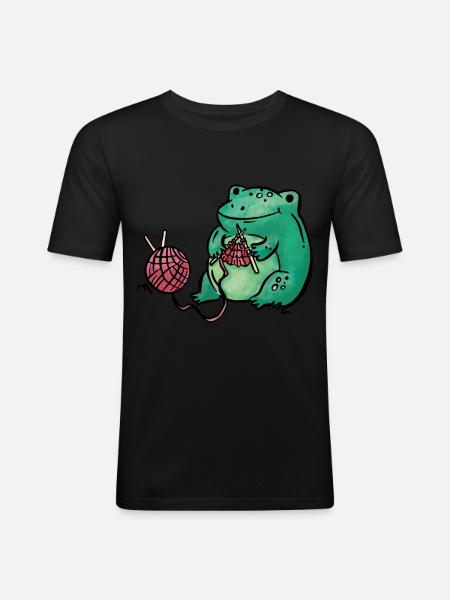 Frog Knitting Handmade - Men's Slim Fit T-Shirt - black