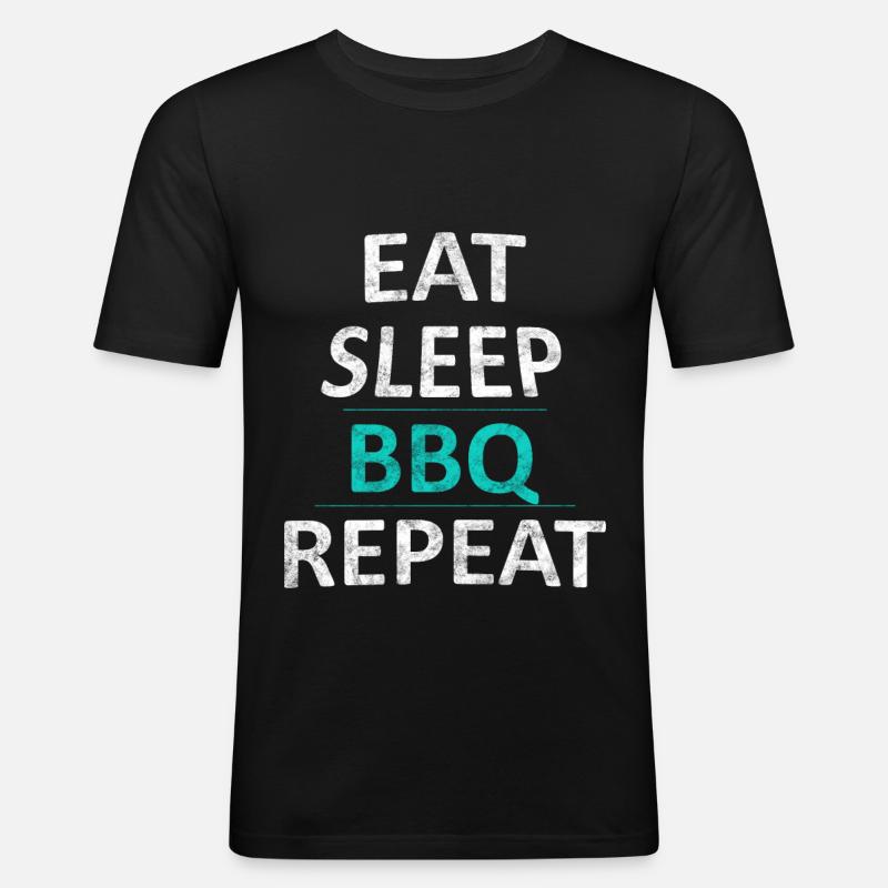 BBQ - Männer Slim Fit T-Shirt - Schwarz