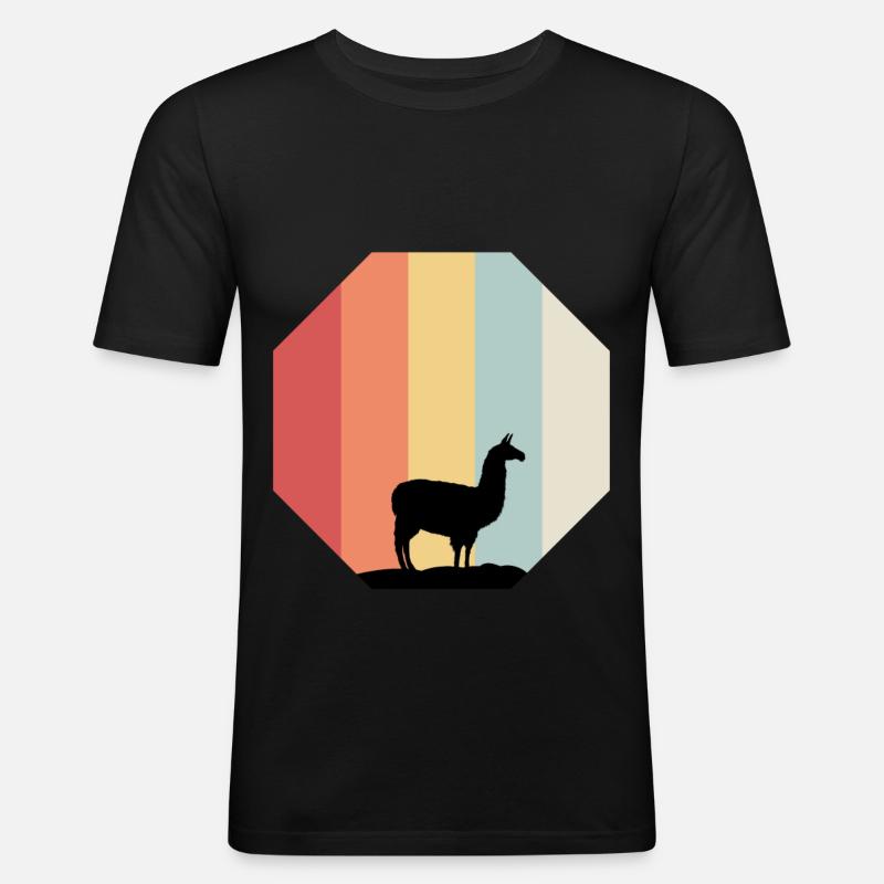Alpaka - Männer Slim Fit T-Shirt - Schwarz