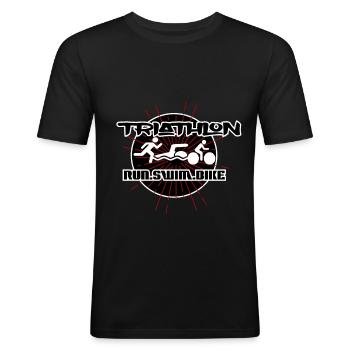 Triathlon - Männer Slim Fit T-Shirt - Schwarz - Vorne - Nik (191cm)