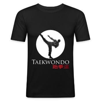 Taek Wondo - Männer Slim Fit T-Shirt - Schwarz - Vorne - Nik (191cm)