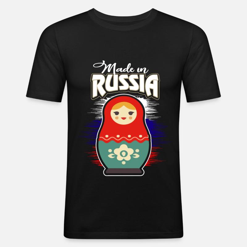 Russland - Männer Slim Fit T-Shirt - Schwarz