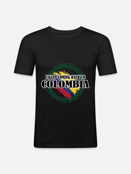 Kolumbien - Männer Slim Fit T-Shirt - Schwarz