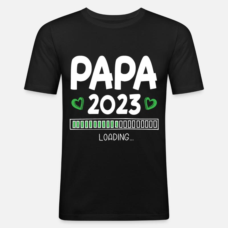 Papa 2023 Loading - Männer Slim Fit T-Shirt - Schwarz
