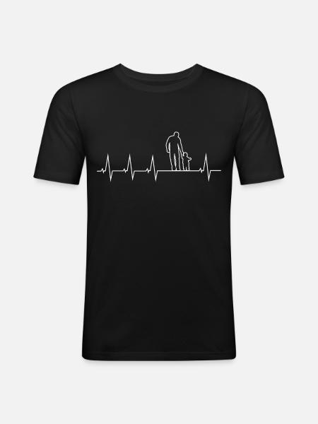 Père et fils - battement de coeur - T-shirt près du corps Homme - noir