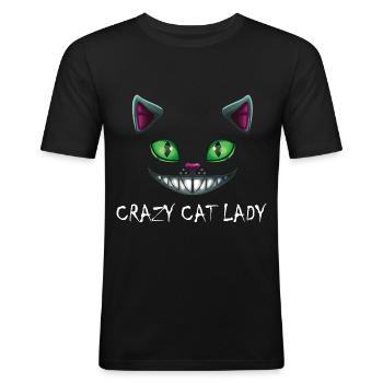 Crazy Cat Lady - Männer Slim Fit T-Shirt - Schwarz - Vorne - Nik (191cm)
