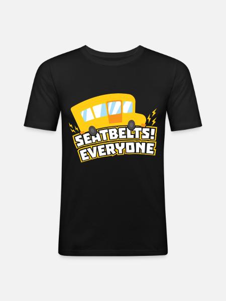 School Bus Seatbelts Everyone - Men's Slim Fit T-Shirt - black