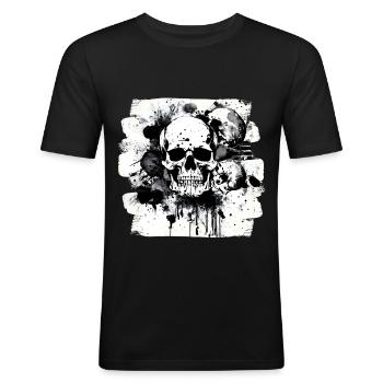 Totenkopf Trash Polka Heavy Metal - Männer Slim Fit T-Shirt - Schwarz - Vorne - Nik (191cm)