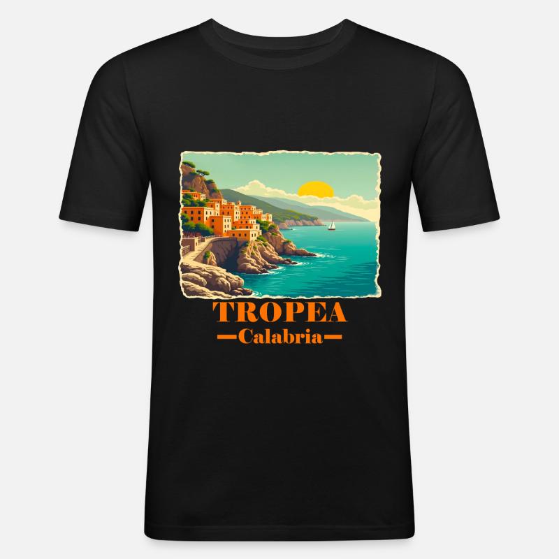 Tropea Calabria orange - T-shirt près du corps Homme - noir