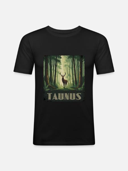 Taunus Hirsch - Männer Slim Fit T-Shirt - Schwarz