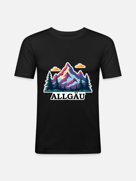 Allgäu bunt - Männer Slim Fit T-Shirt - Schwarz