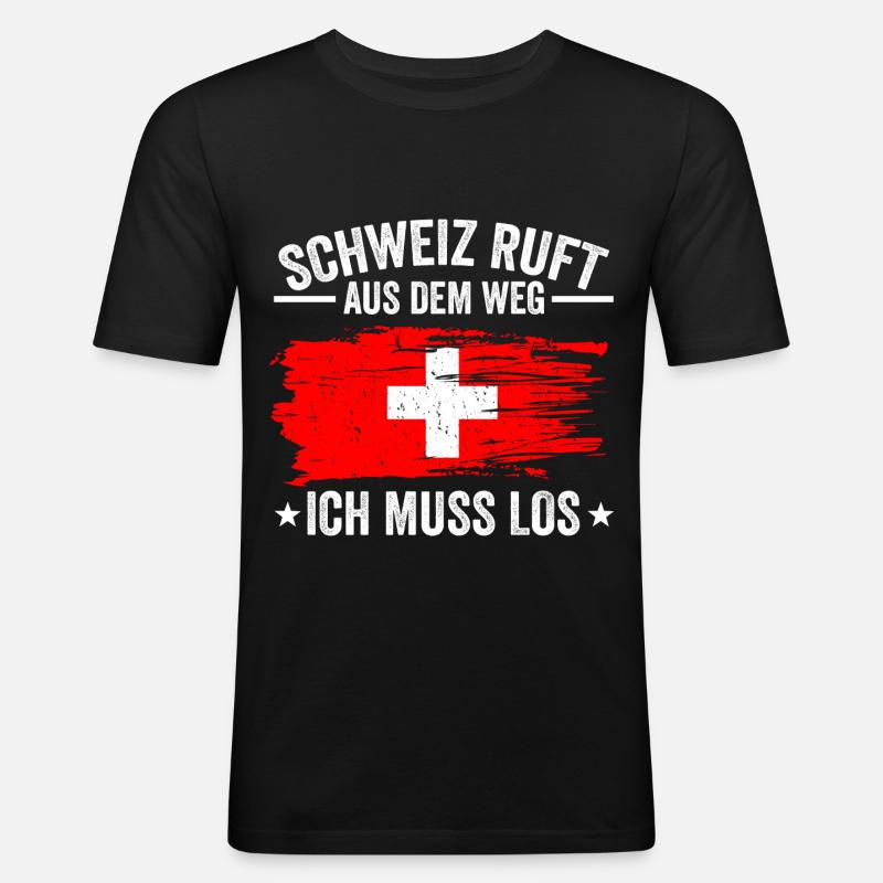 Schweizer Schweiz Geschenk - Männer Slim Fit T-Shirt - Schwarz