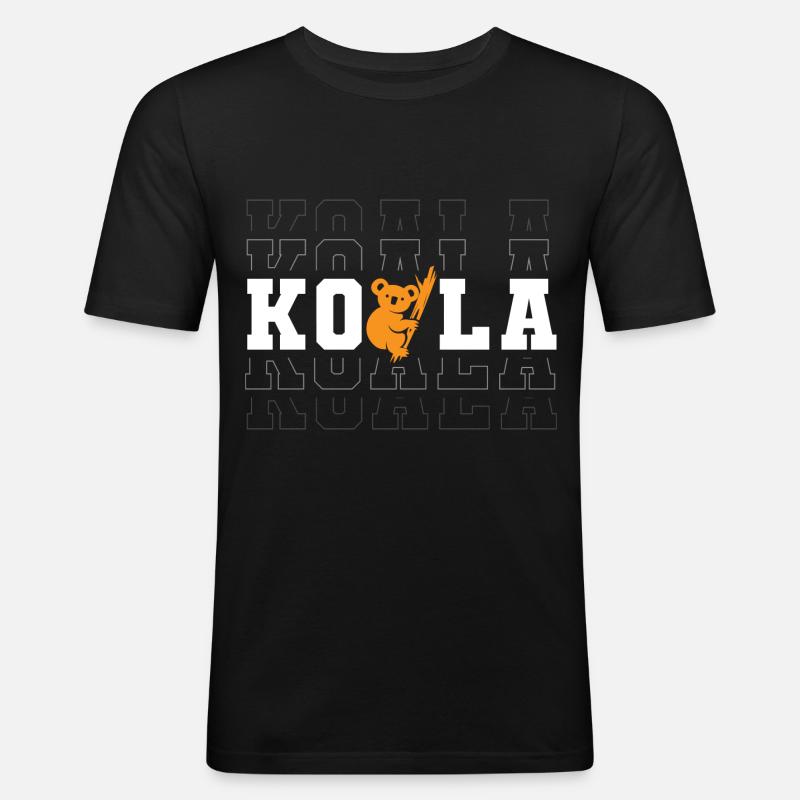 Koala Tier Bären Baum - Männer Slim Fit T-Shirt - Schwarz