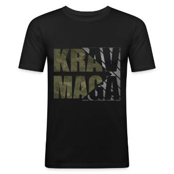 Krav Maga - T-shirt près du corps Homme - noir - Devant - Nik (191cm)