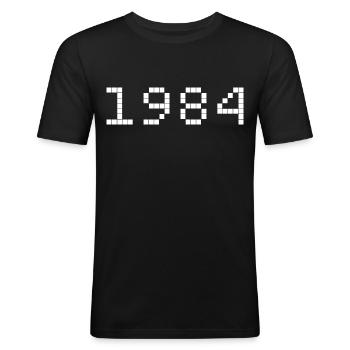 1984 Année de naissance - T-shirt près du corps Homme - noir - Devant - Nik (191cm)