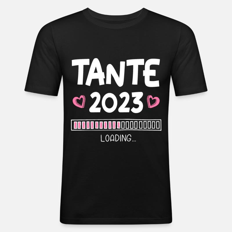 Tante 2023 Loading - Männer Slim Fit T-Shirt - Schwarz