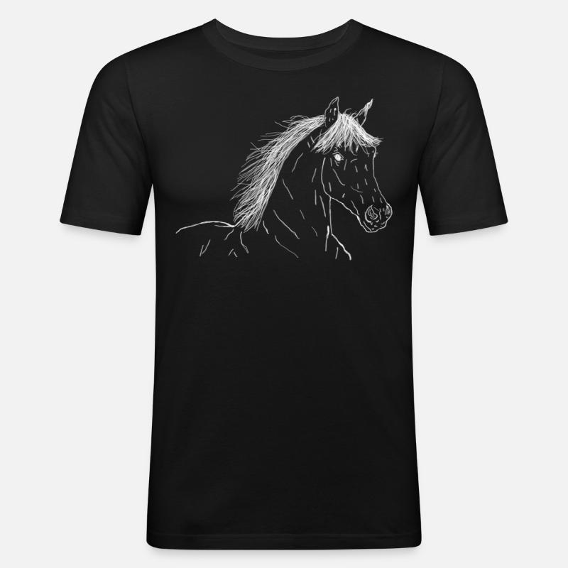Pferd - Männer Slim Fit T-Shirt - Schwarz