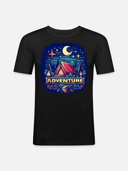 Abenteuer - Männer Slim Fit T-Shirt - Schwarz