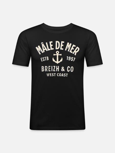 Man van de Zee Breizh Co - Mannen slim fit T-shirt - zwart