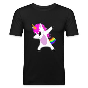 The Dabbing Unicorn - licorne dansante - T-shirt près du corps Homme - noir - Devant - Nik (191cm)