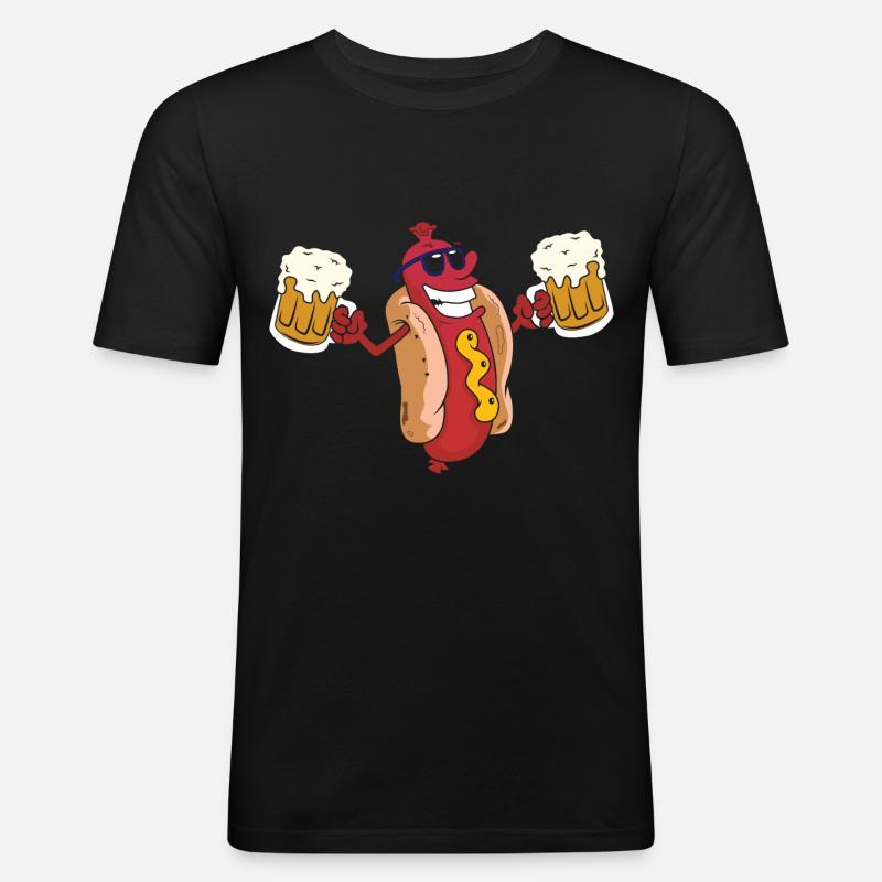 Bratwurst und Bier - Männer Slim Fit T-Shirt - Schwarz