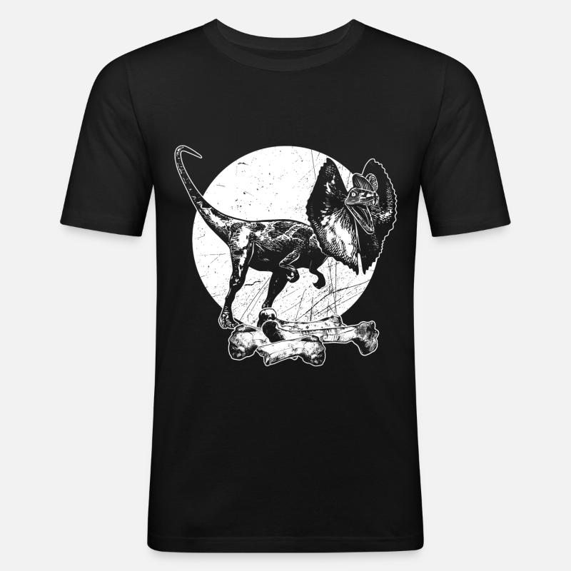 Dilophosaurus Dinosaurier Knochen Urzeit Jäger - Männer Slim Fit T-Shirt - Schwarz