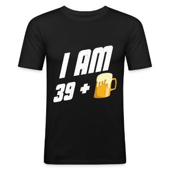 Cadeau drôle de 40e anniversaire 39 + 1 plaisir de la bière - T-shirt près du corps Homme - noir - Devant - Nik (191cm)