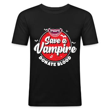 Beschütze Vampire Spende Blut - Männer Slim Fit T-Shirt - Schwarz - Vorne - Nik (191cm)