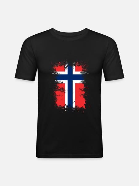 Norway flag art - Men's Slim Fit T-Shirt - black