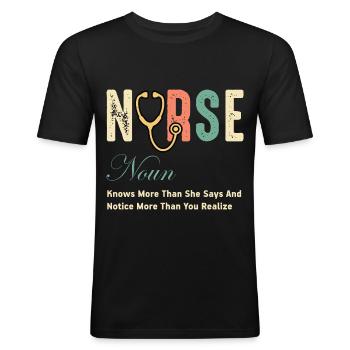 Infirmière - T-shirt près du corps Homme - noir - Devant - Nik (191cm)