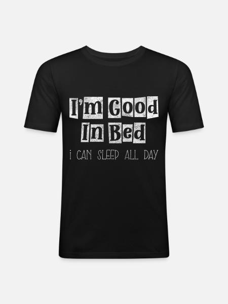 Sleeping Bed Pillow - Men's Slim Fit T-Shirt - black