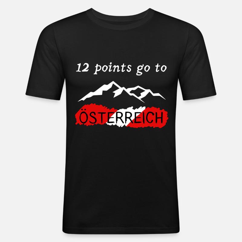 12 points go to Austria - Männer Slim Fit T-Shirt - Schwarz