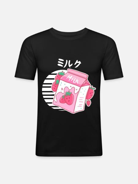 Aesthetic Pink Pastel Korean - Men's Slim Fit T-Shirt - black