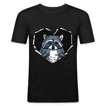 Crack Raccoon Torn Hole Raccoon - T-shirt près du corps Homme - noir - Devant - Nik (191cm)