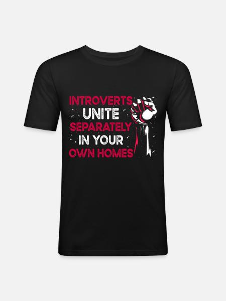 Introverti timide antisocial - T-shirt près du corps Homme - noir