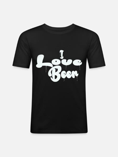 I love beer - Men's Slim Fit T-Shirt - black