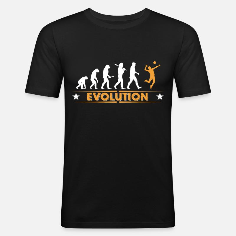 Volleyball Evolution - orange/weiss - Männer Slim Fit T-Shirt - Schwarz