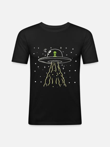 Alien space spaceship - Men's Slim Fit T-Shirt - black