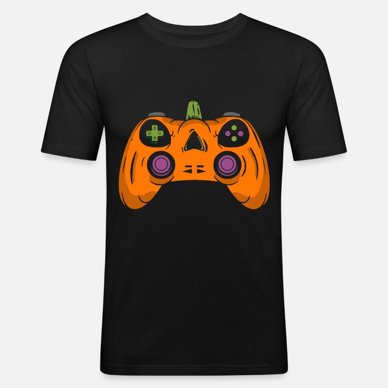 Halloween Pumpkin Gaming Controller - Männer Slim Fit T-Shirt - Schwarz