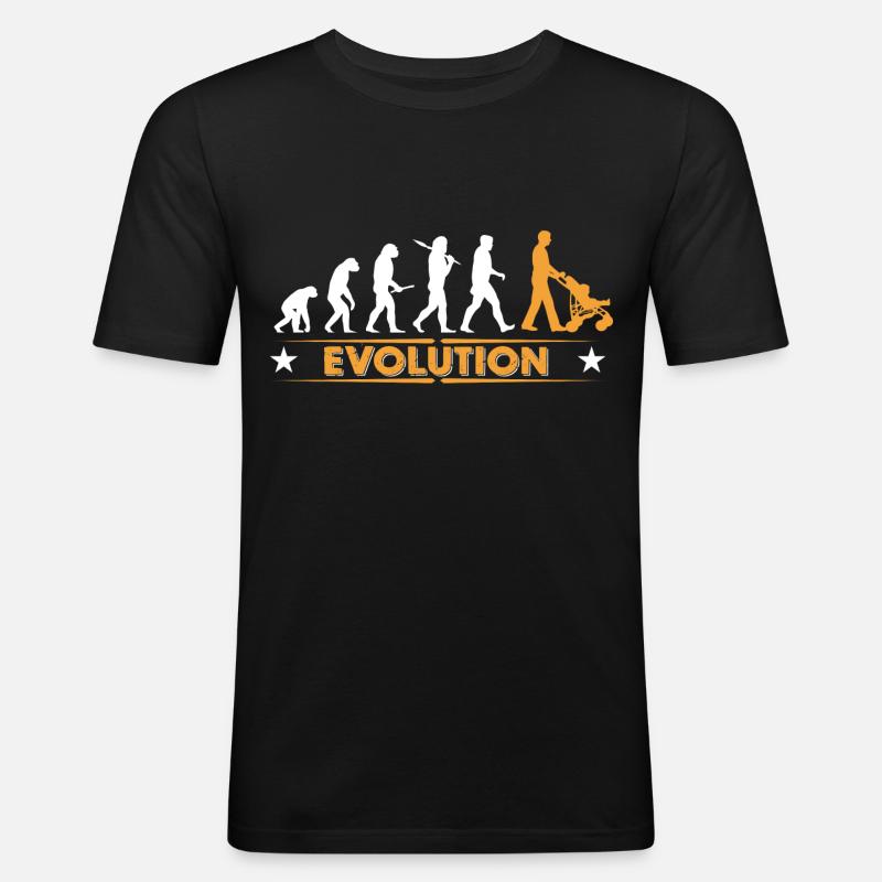 Walking Dad - Evolution - Männer Slim Fit T-Shirt - Schwarz